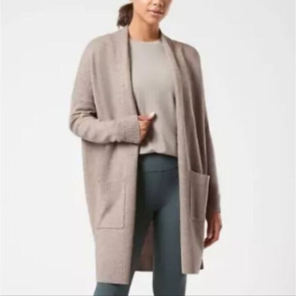Athleta Spirit Wool Cashmere Wrap Beige Sweater Duster Cardigan XS - Picture 1 of 8